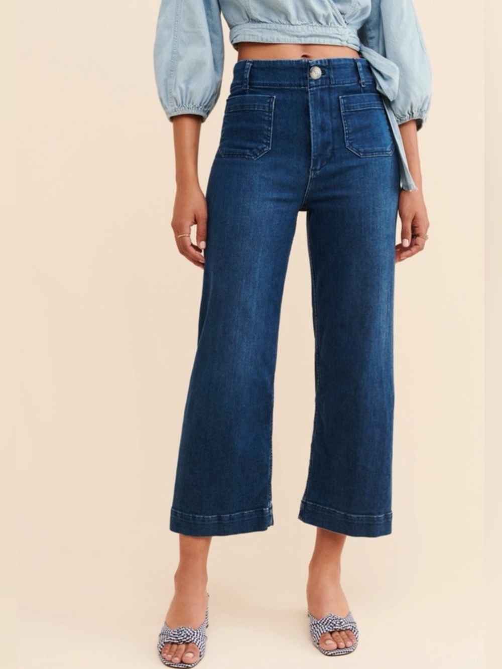 Anthropologie PILCRO Jeans The Skipper Cropped Wide Leg Blue Size 28